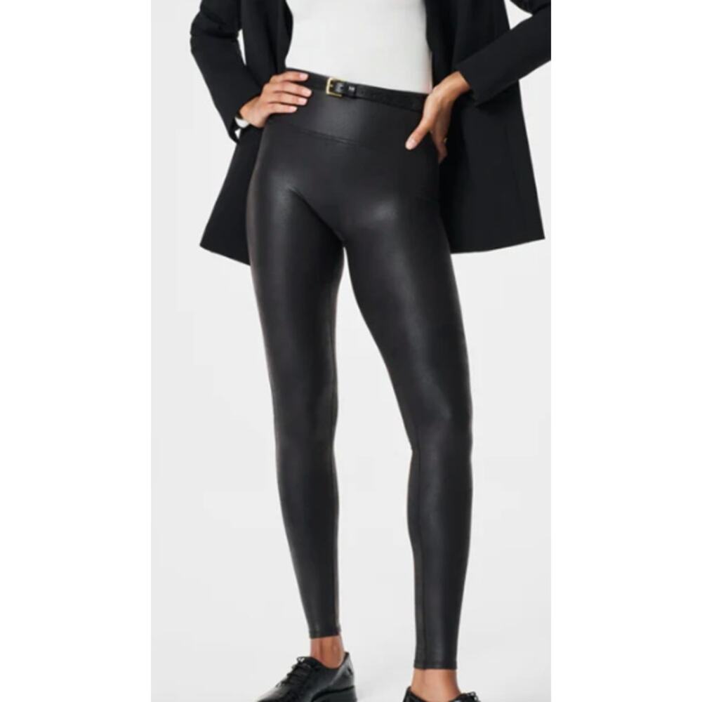 Spanx Black Faux Leather Legging Size S